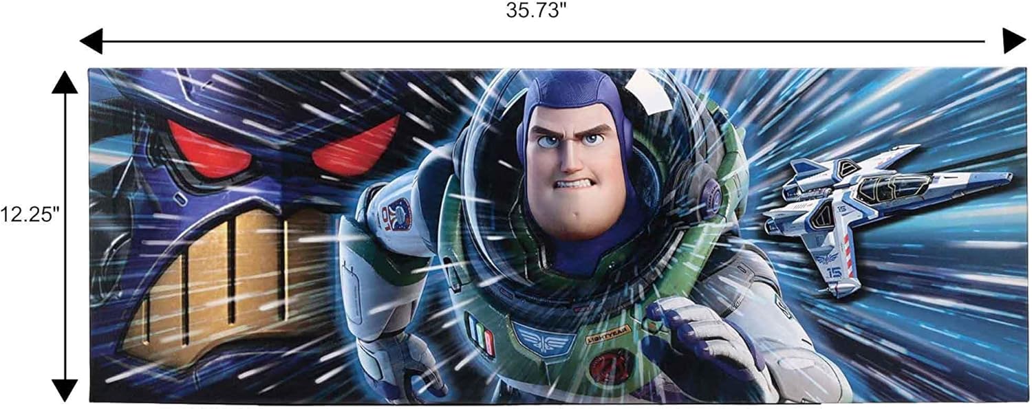 Open Road Brands Disney Pixar Lightyear and Zurg Gallery – Lienzo decorativo para pared, diseño de Buzz Lightyear grande para dormitorio infantil o
