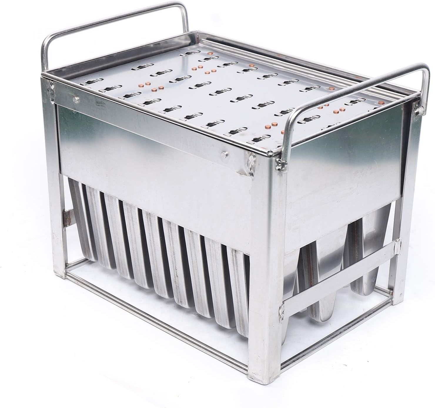 Molde de paletas de hielo de acero inoxidable, kit de moldes para hacer paletas de hielo con estante, 30 moldes para hacer paletas de hielo con 100