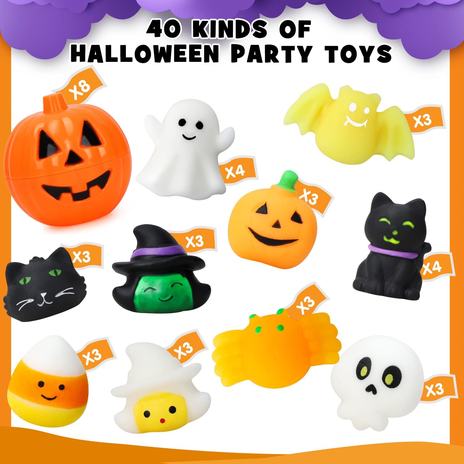 TOY Life 40 piezas de juguetes blandos de Halloween a granel, golosinas de Halloween, no dulces, regalos de fiesta de Halloween, premio de