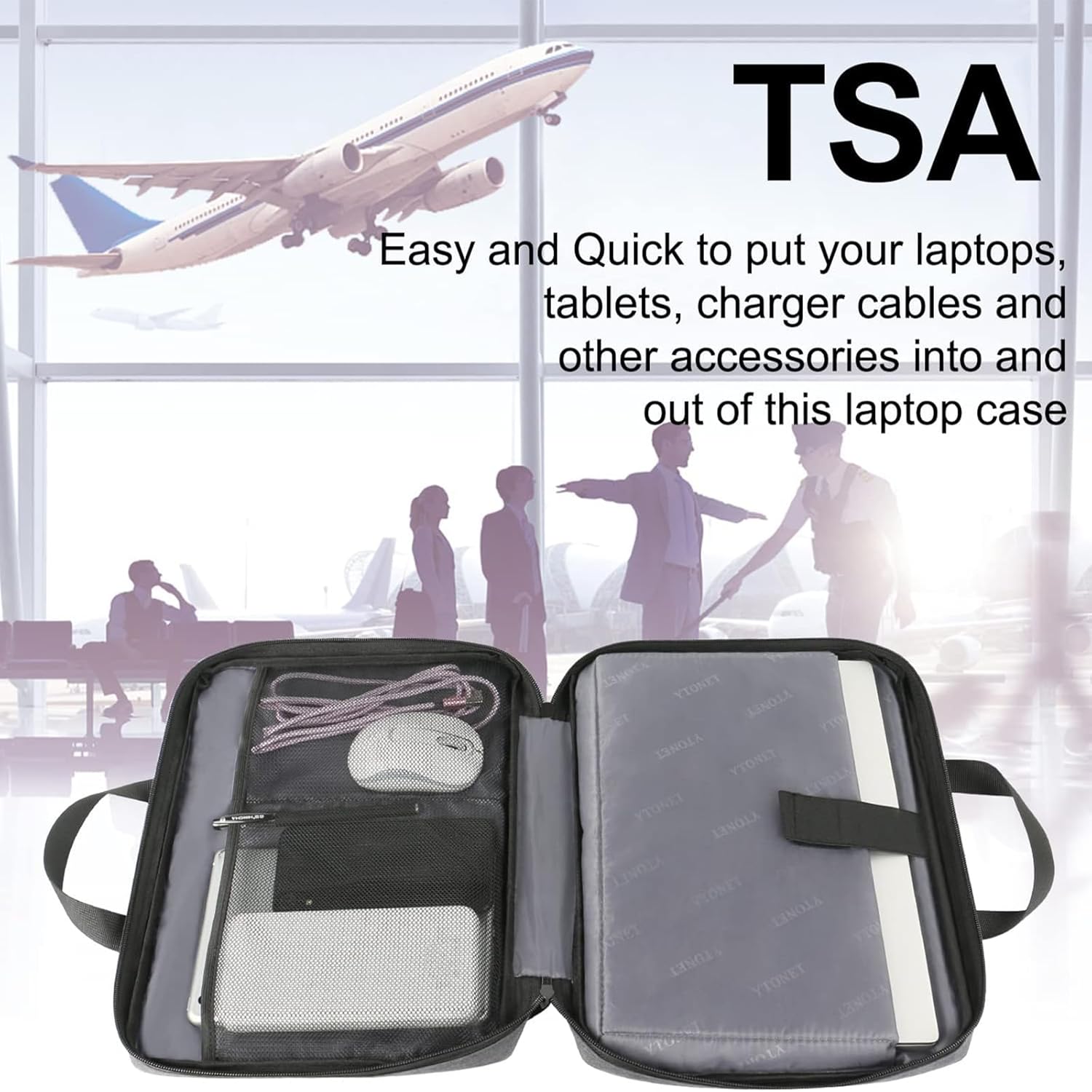 Ytonet Funda para laptop de 17 a 17.3 pulgadas, funda delgada resistente al agua TSA para laptop con asa, funda protectora duradera compatible con