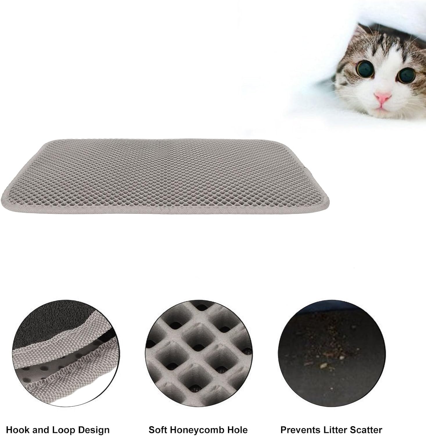 Tapete de arena para gatos, almohadilla para atrapar la arena, suave de doble capa, impermeable, material EVA que evita resbalones, tapetes para