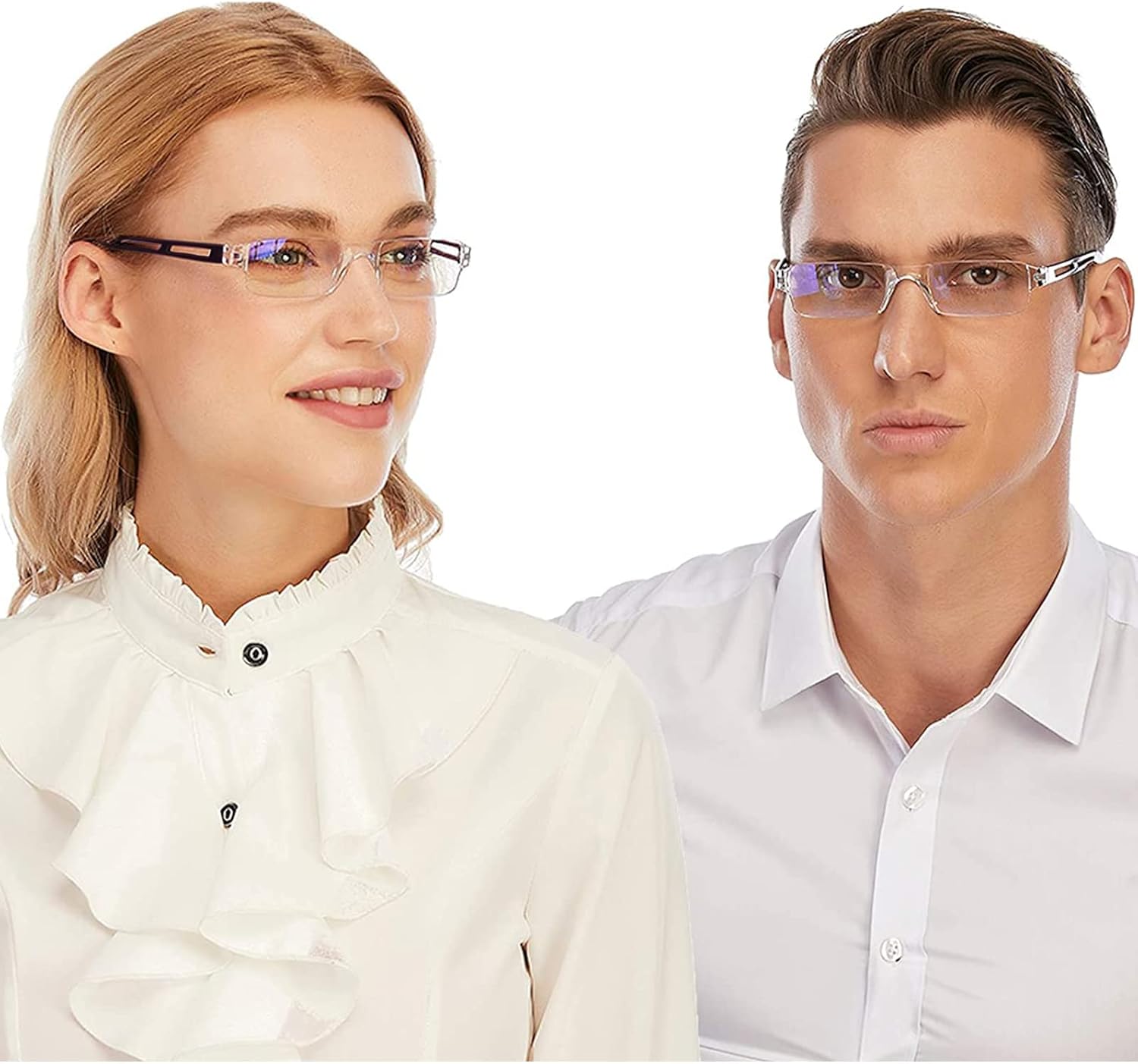 3 pares de lentes de lectura, lentes de bloqueo de luz azul, anteojos de lectura para computadora para hombres y mujeres, marco rectangular de moda