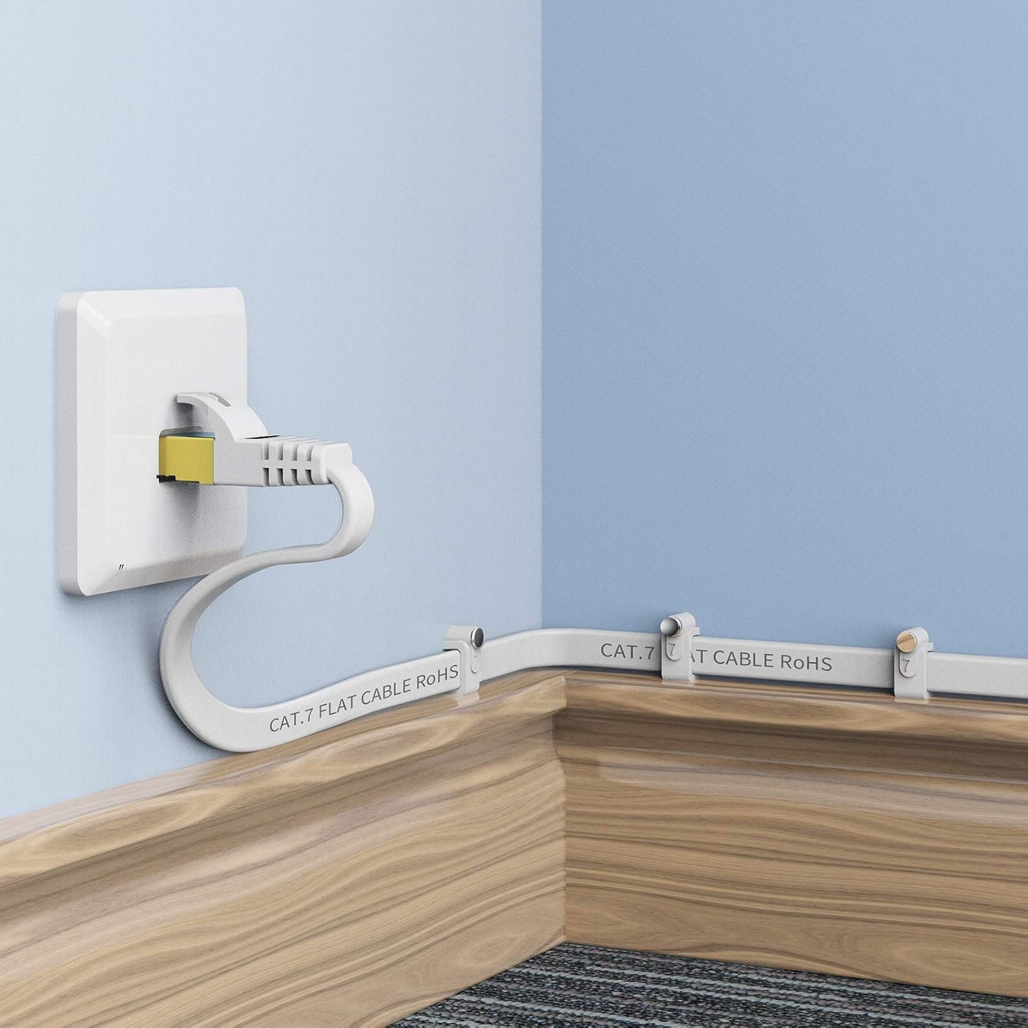Veetop Cable Ethernet Cat7, cable Ethernet plano de 3.2 pies para exteriores e interiores, cable de Internet Cat 7 de alta velocidad de 10 Gbps, 750