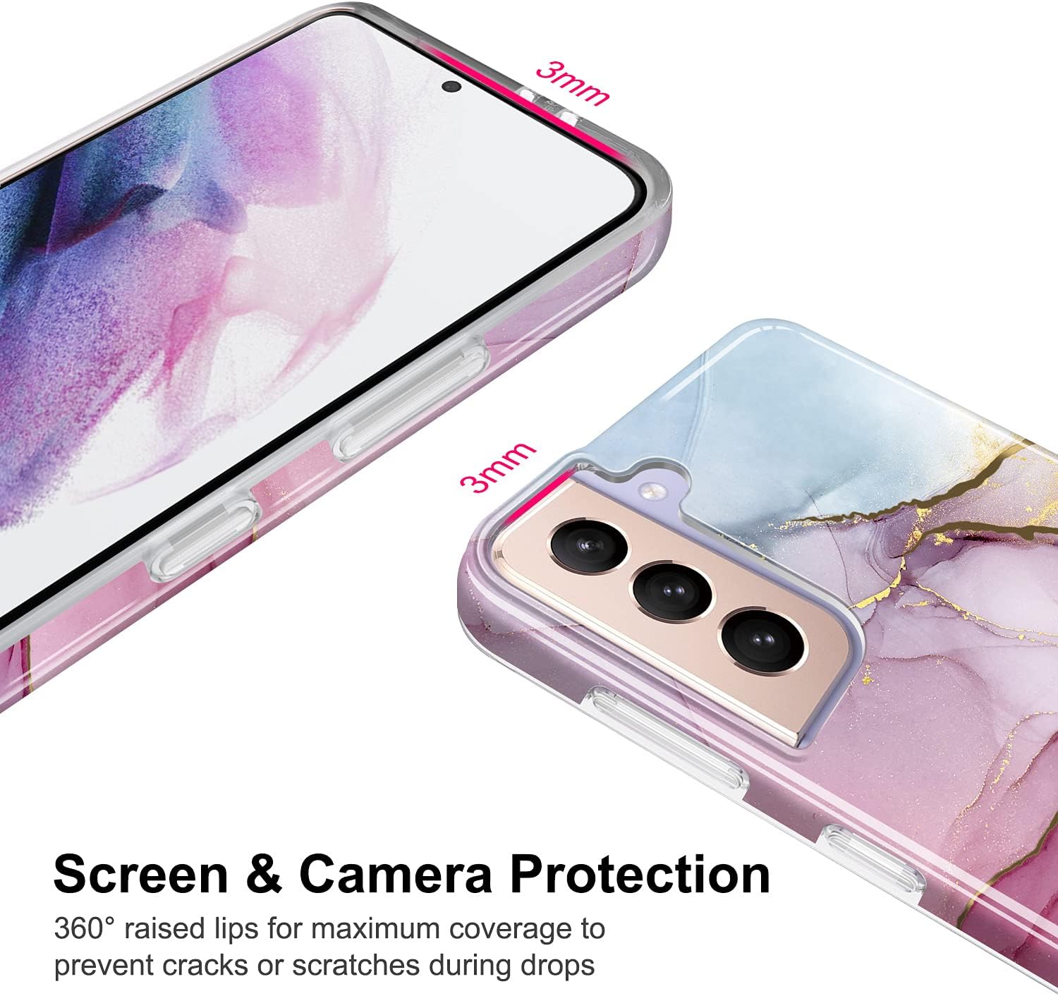 JIAXIUFEN Funda para Galaxy S21 Plus con purpurina galvanizada dorada, delgada, a prueba de golpes, TPU suave de silicona de goma, funda de teléfono