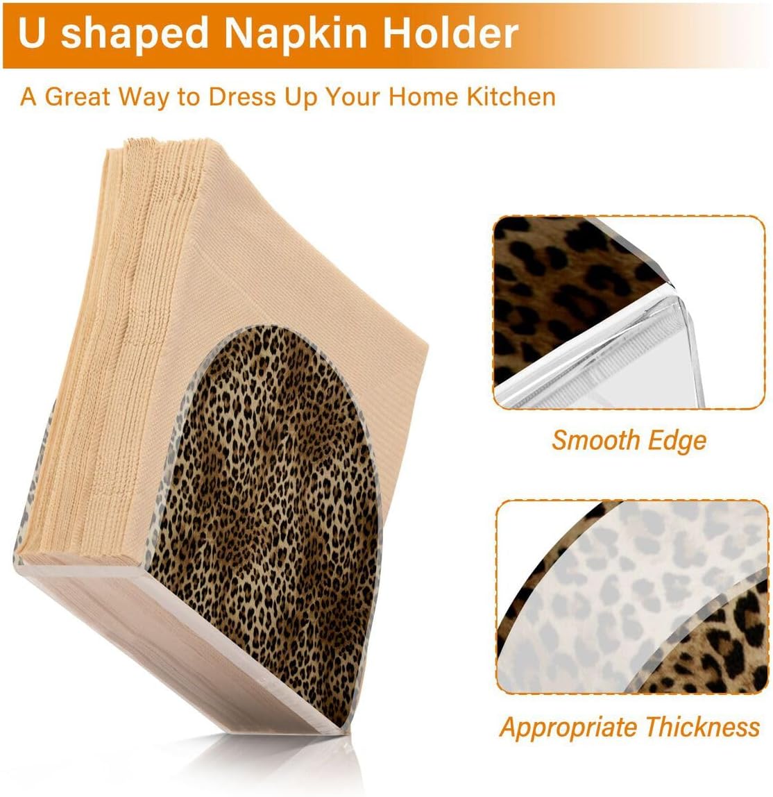 Nander Servilleteros vintage con estampado de leopardo para cocina, elegantes servilleteros de papel con placa acrílica, dispensador de toallas de