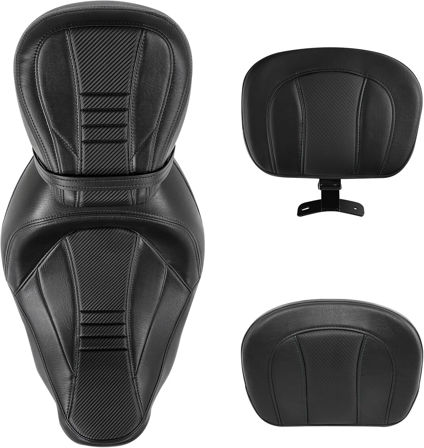 TCT-MOTORPARTS Asiento de pasajero de perfil bajo para motocicleta, respaldo del conductor, barra Sissy para Harley Touring CVO Road King Street