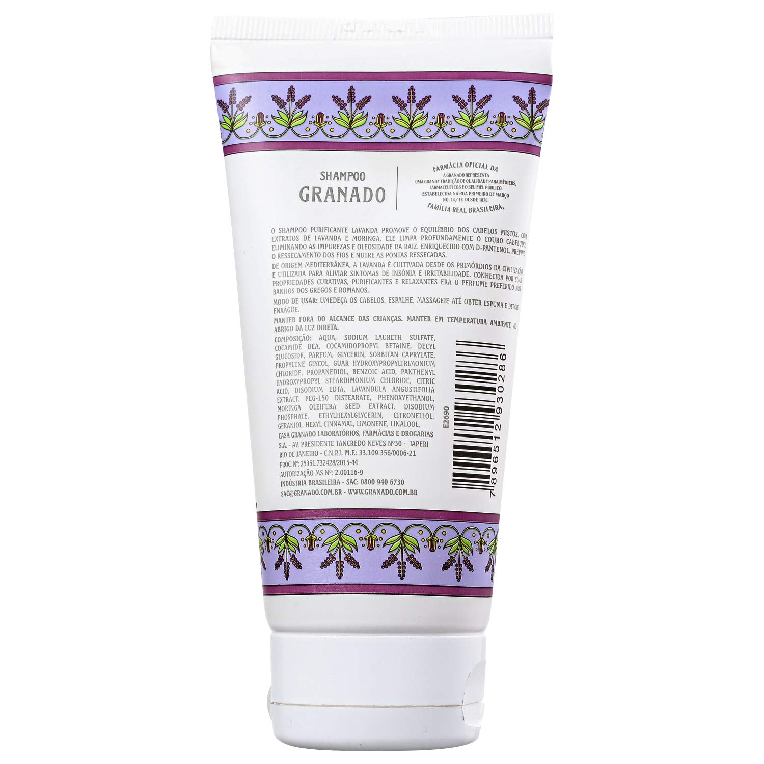 Granado – Linha Terrapeutics (Lavanda) – Champú Cabelos Mistos 180 Ml – Colección Terrapeutics (Lavanda) – Champú Mixto para Cabello 6 Fl Oz)