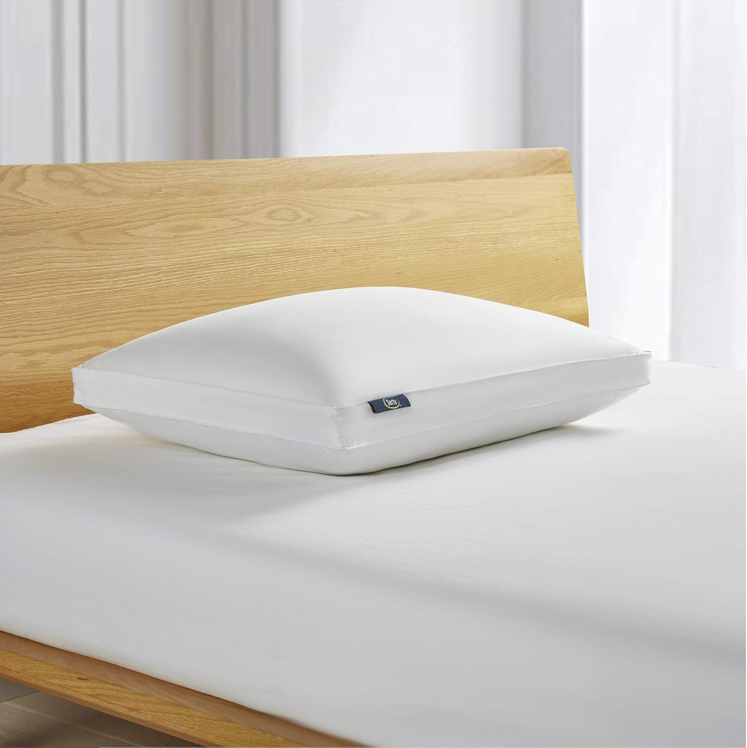 Serta Almohadas blancas de plumón de 300 hilos, decoración del hogar, 100% algodón, para dormir de lado, tamaño King (paquete de 1)