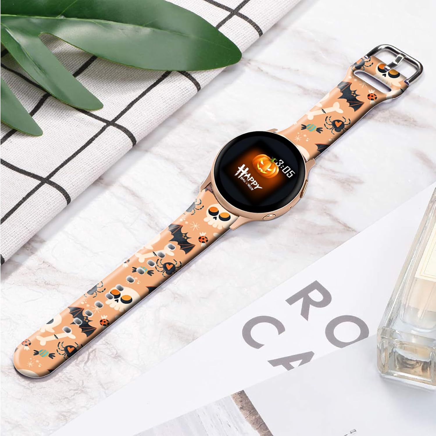 20mm Holidays Floral Silicone Bands Compatible for Samsung Galaxy Watch 4 40mm 44mmClassic 42mm 46mmWatch 3 41mm, Active 2 Watch BandsGear s2 for