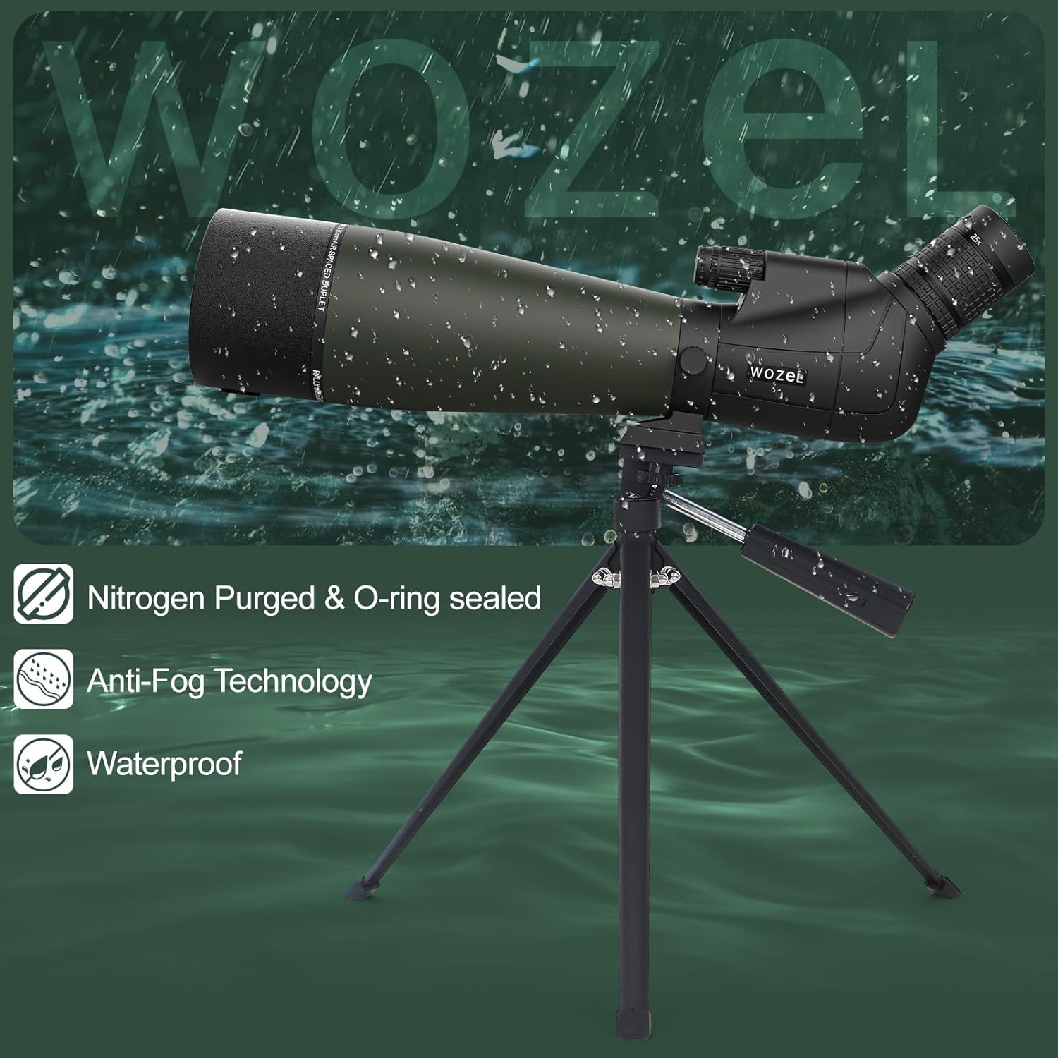 Wozel Visores de detección de 25-75 x 80 pulgadas para disparar al objetivo, visor HD con bolsa de transporte para trípode y soporte para teléfono