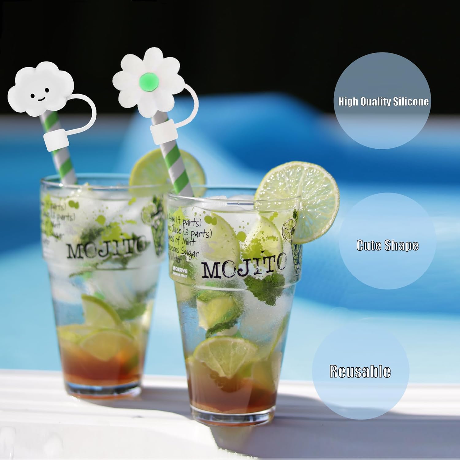 6 fundas de popote de silicona compatibles con vasos Stanley de 30 y 40 onzas, tapas de paja de 0.39 pulgadas0.394 in para accesorios de copa