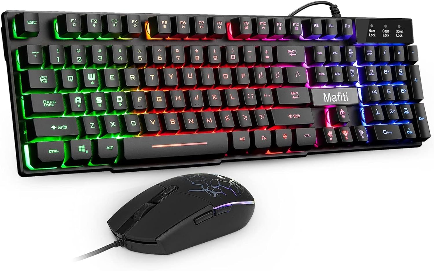 mafiti RK101 – Teclado de computadora con cable, teclado USB retroiluminado RGB para PC, Mac, portátil, escritorio, oficina de juegos