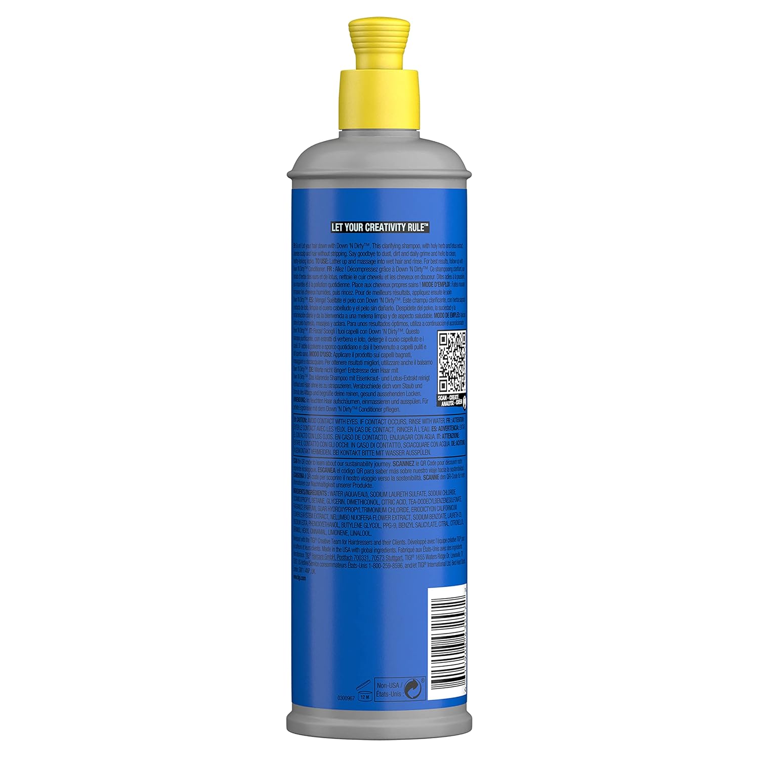 TIGI Bed Head Down N’ Dirty Clarifying Detox Champú para limpieza 13.53 fl oz
