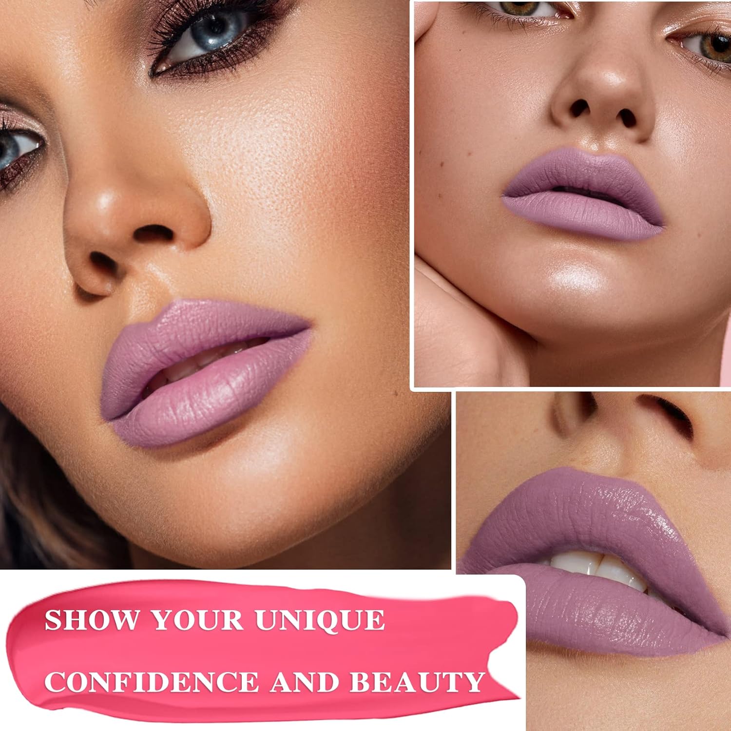 Fusang Juego de 3 lápices labiales mate color nude, lápiz labial mate de larga duración para mujeres, juego de brillo labial nutritivo para mujeres,