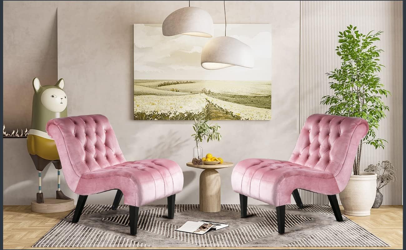 KINFFICT Sillón decorativo de terciopelo para sala de estar, silla de ocio moderna con respaldo copetudo, silla auxiliar sin brazos para interiores,