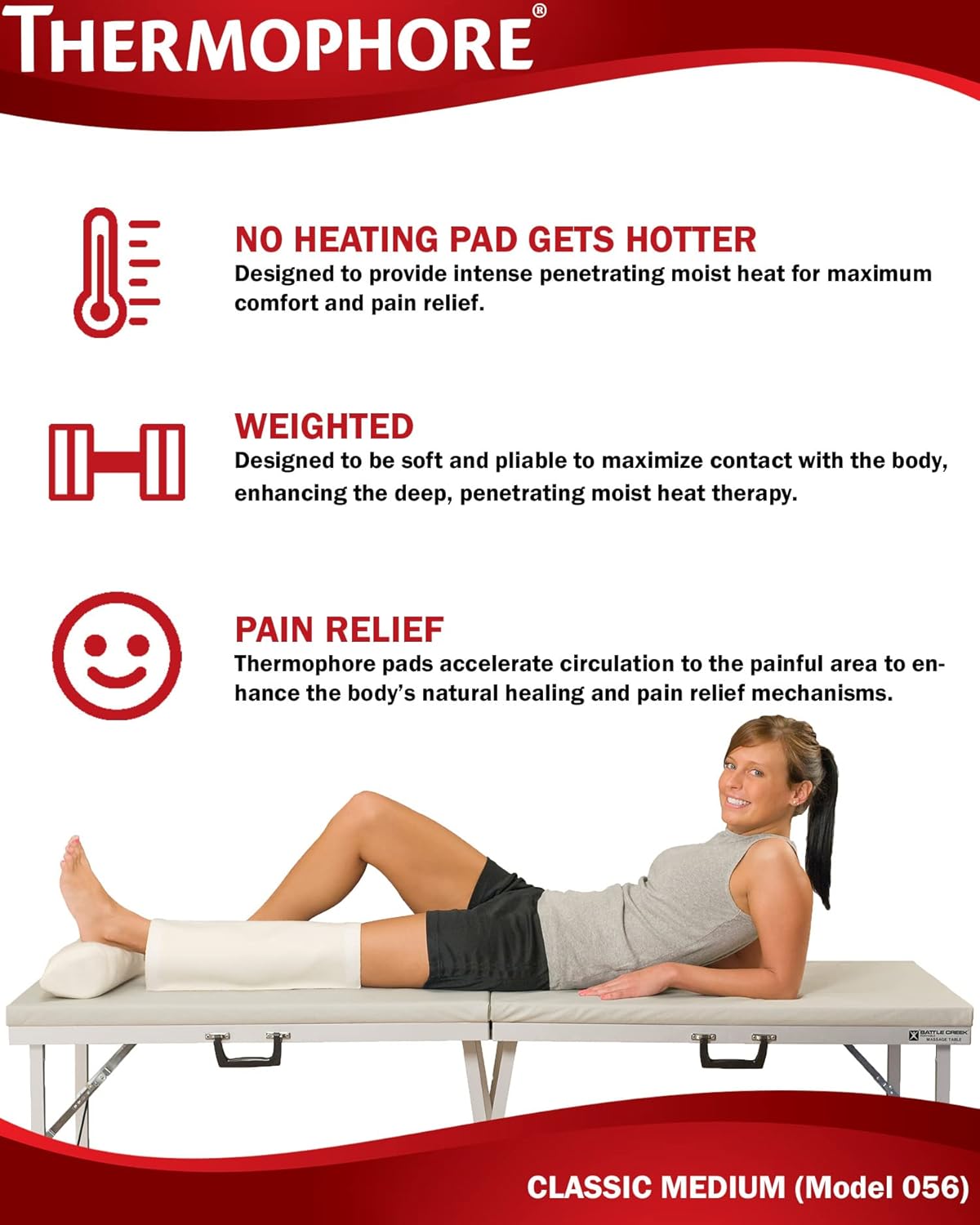 Thermophore Paquete de calor húmedo clásico, diseñado para proporcionar calor húmedo intenso para aliviar el dolor, calambres musculares y rigidez,