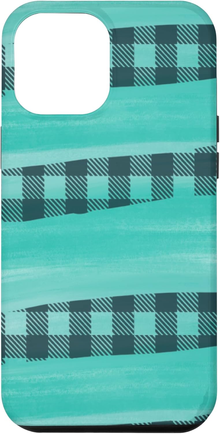 Funda a cuadros para iPhone 13 Pro Max Pretty Teal TURQUESA SOUTHERN WESTERN