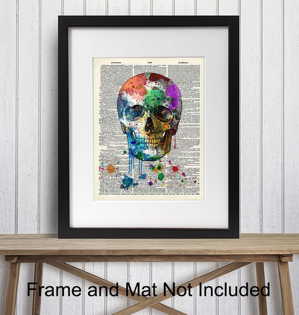 Skull Decor – Skull Wall Decor – Graffiti Skull Wall Art – Gothic Decorations – Goth Wall Art – Grunge Posters Room Decor – Trippy Wall Art – Skull