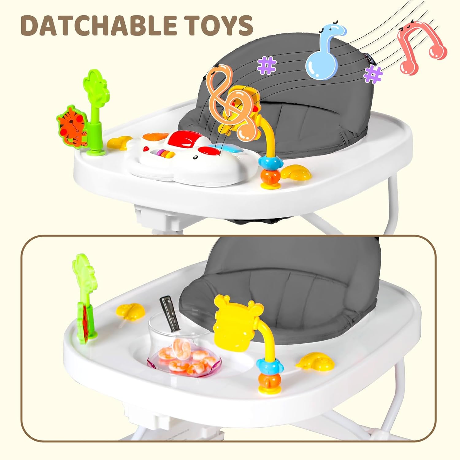 Andador plegable para bebés, centro de actividades para bebés 3 en 1 para niños y niñas, caminante para niños pequeños con velocidad de altura