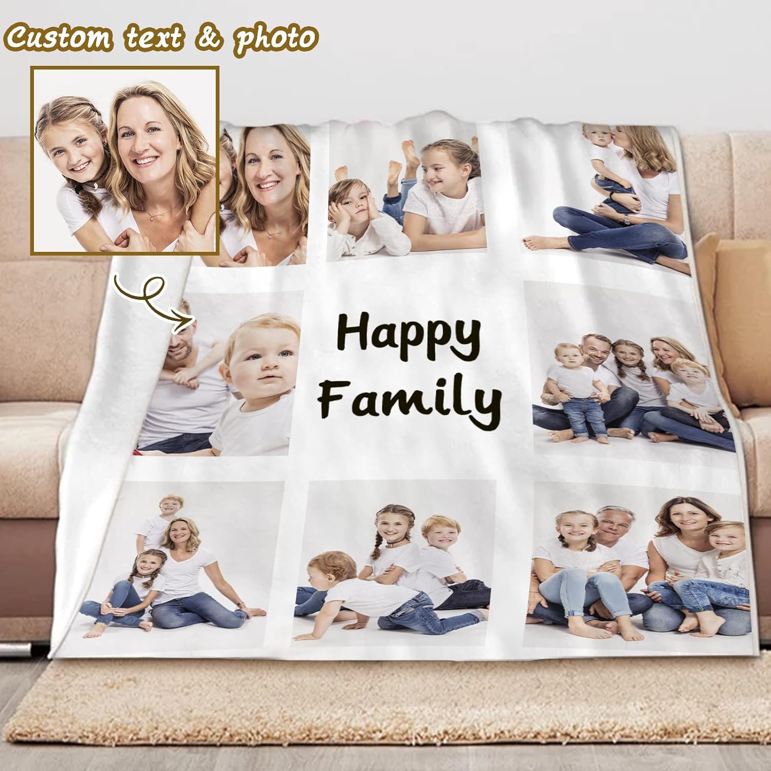 Manta personalizada con fotos, texto, manta de cama personalizada con imagen, manta de franela personalizada para madres, padres, amantes, Navidad,