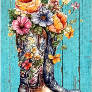Miairivy Diamonds – Pintura de diamantes para adultos, botas de vaquero de flores 5D, kit de arte de diamantes de taladro completo, juego de pintura Miairivy Diamonds – Pintura de diamantes para adultos, botas de vaquero de flores 5D, kit de arte de diamantes de taladro completo, juego de pintura