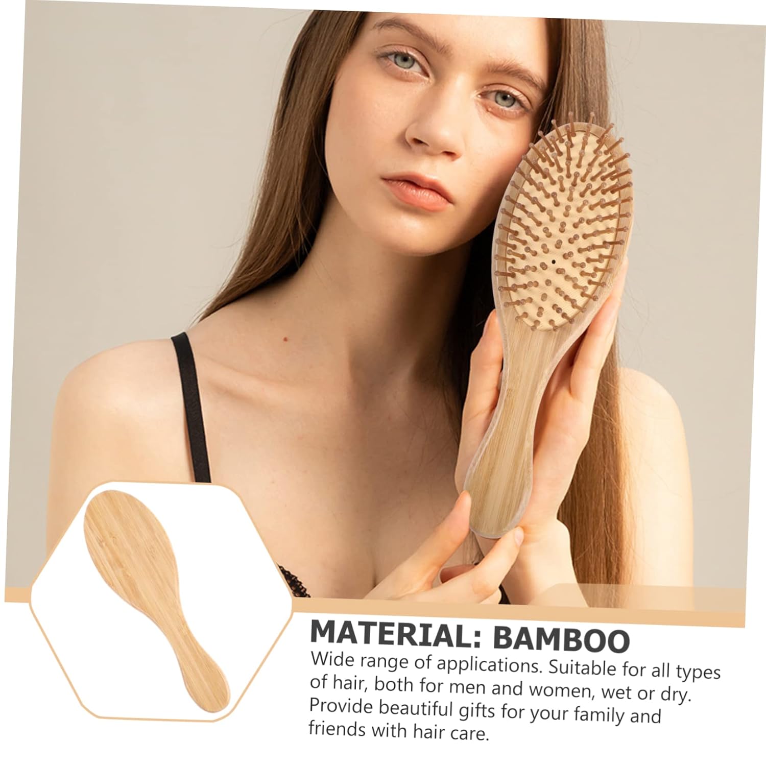Peine de bambú para el cabello, 3 piezas, peines de barba, cepillo de cerdas de madera, peine de bambú natural, cepillo masajeador para cuero