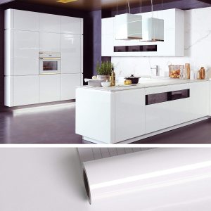 VEELIKE Papel adhesivo blanco brillante de 15.7 x 236 pulgadas para armarios, encimeras, película autoadhesiva, papel tapiz decorativo con purpurina VEELIKE Papel adhesivo blanco brillante de 15.7 x 236 pulgadas para armarios, encimeras, película autoadhesiva, papel tapiz decorativo con purpurina