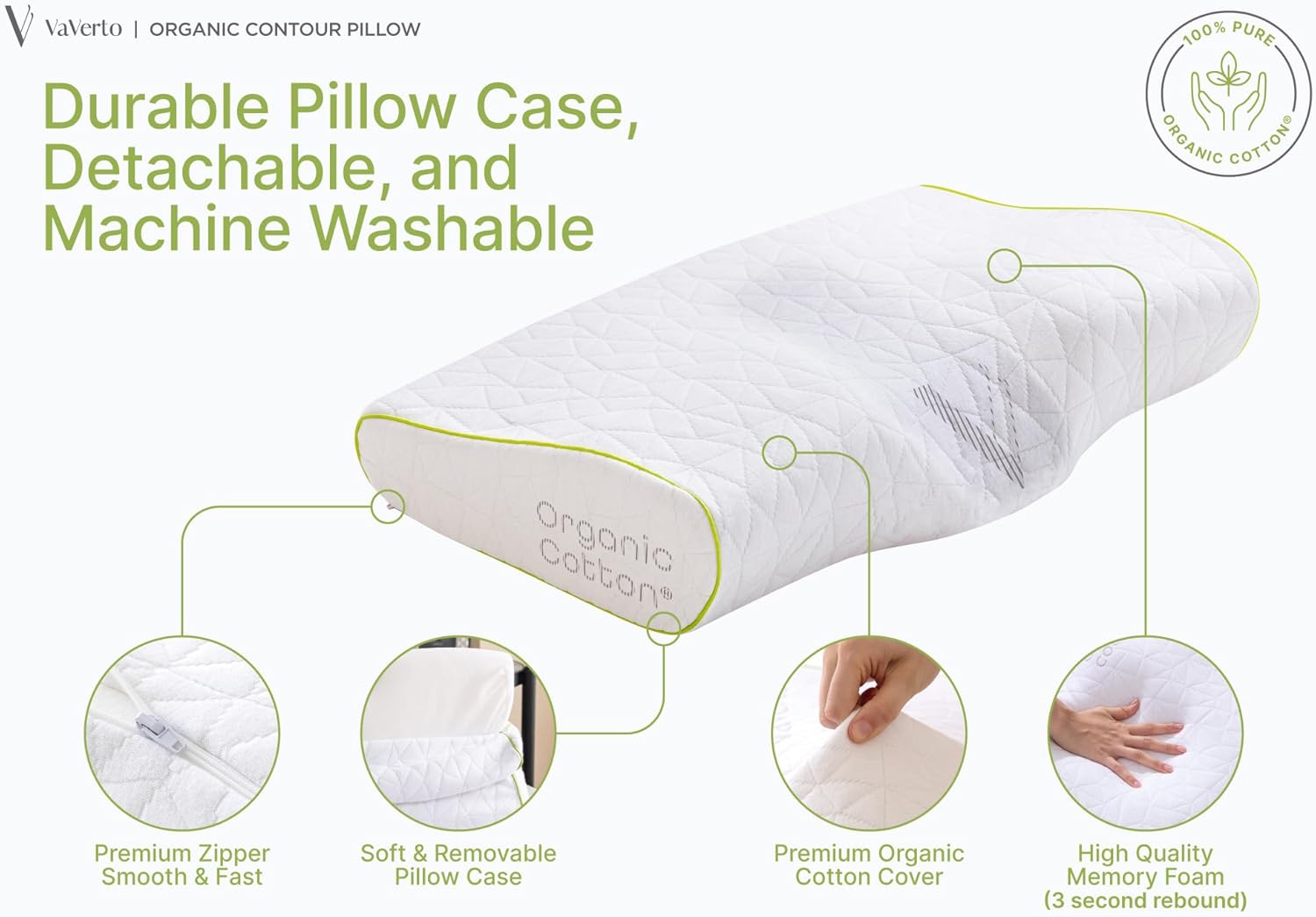 Vaverto Almohada ortopédica cervical para dormir de lado, contorno ajustable para aliviar el cuello y el dolor, ideal para dormir de lado, espalda y