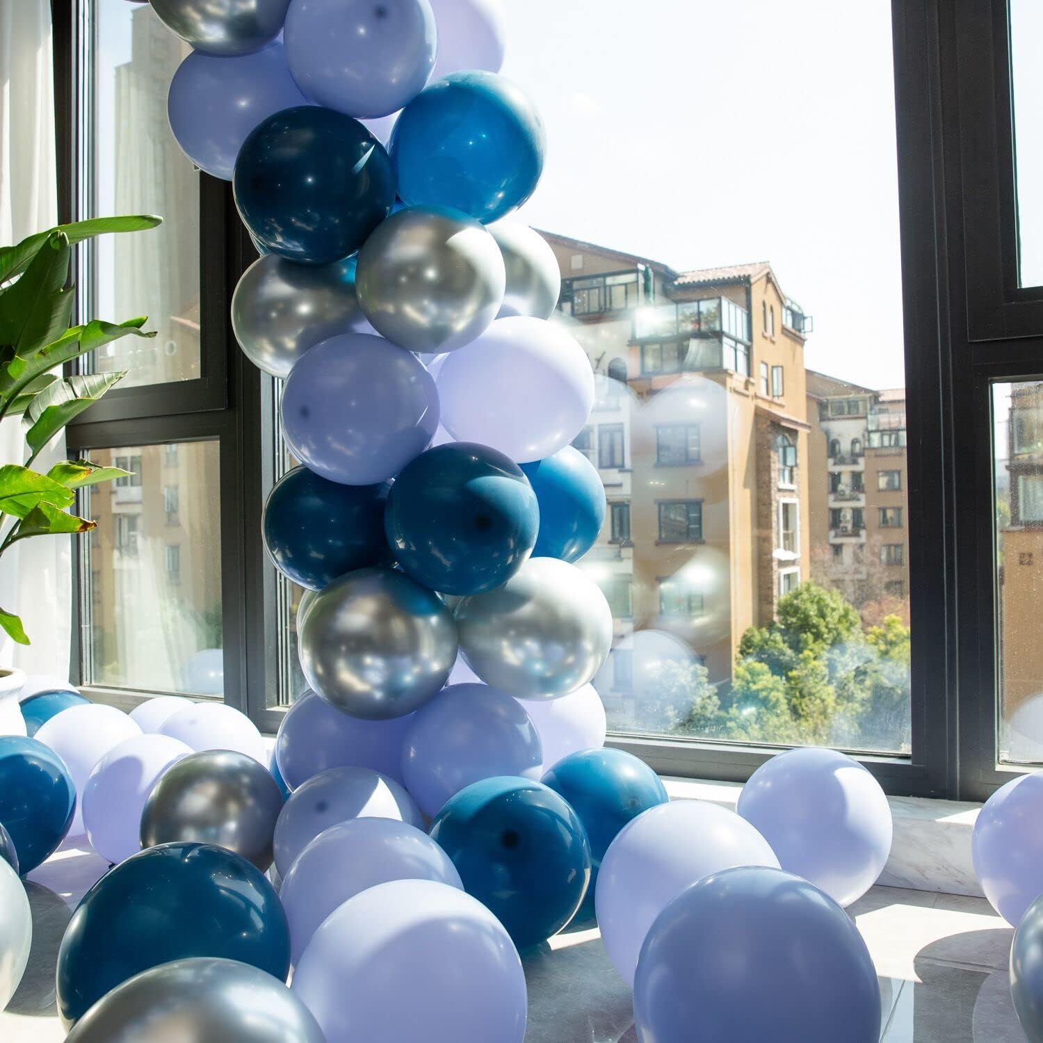 70 globos plateados metálicos, globos de látex plateado cromado de 12 pulgadas, arco de guirnalda para cumpleaños, baby shower, boda, San Valentín,