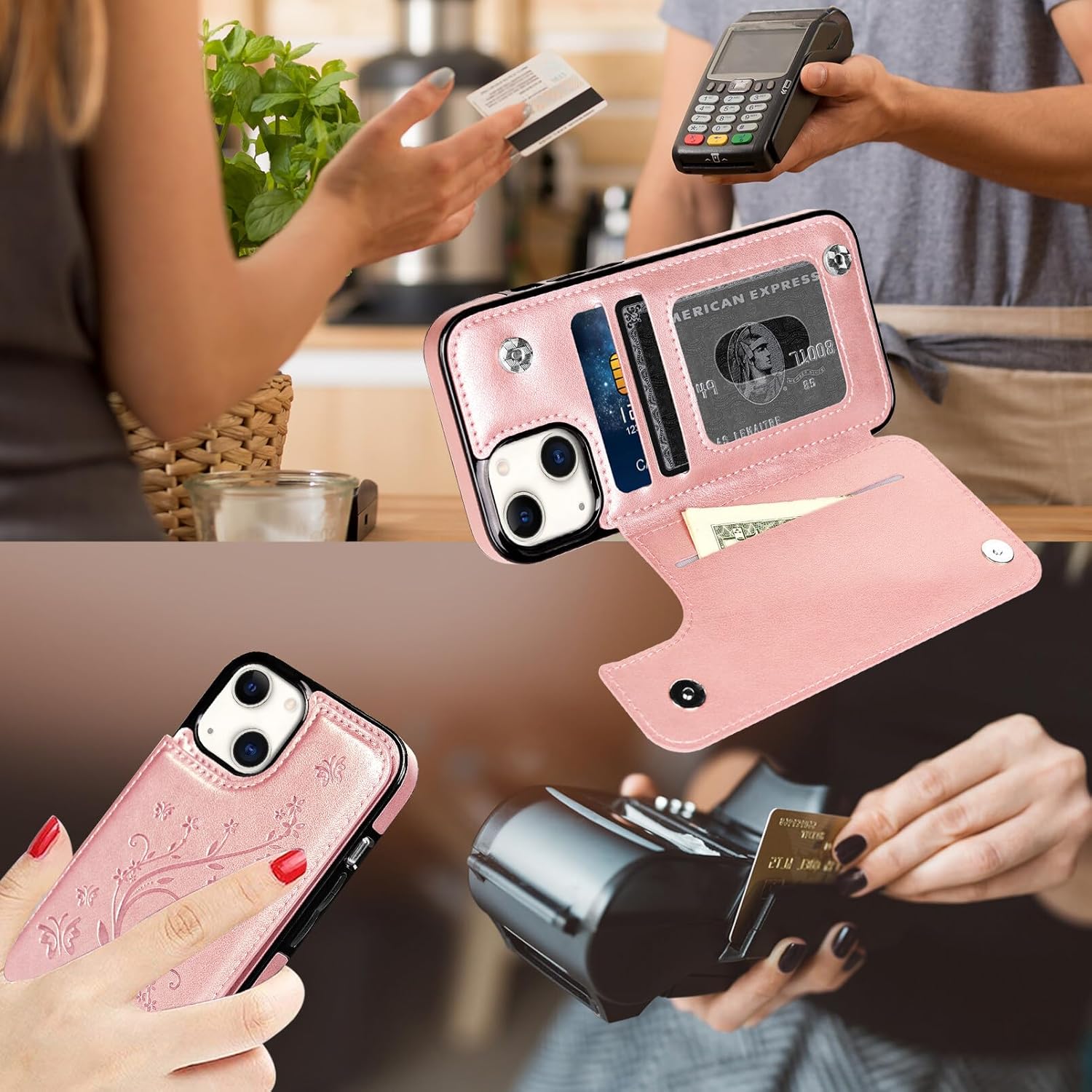 Mavis’s Diary Funda con tapa compatible con iPhone 15, funda tipo cartera de piel sintética, funda para teléfono, funda de silicona suave con diseño