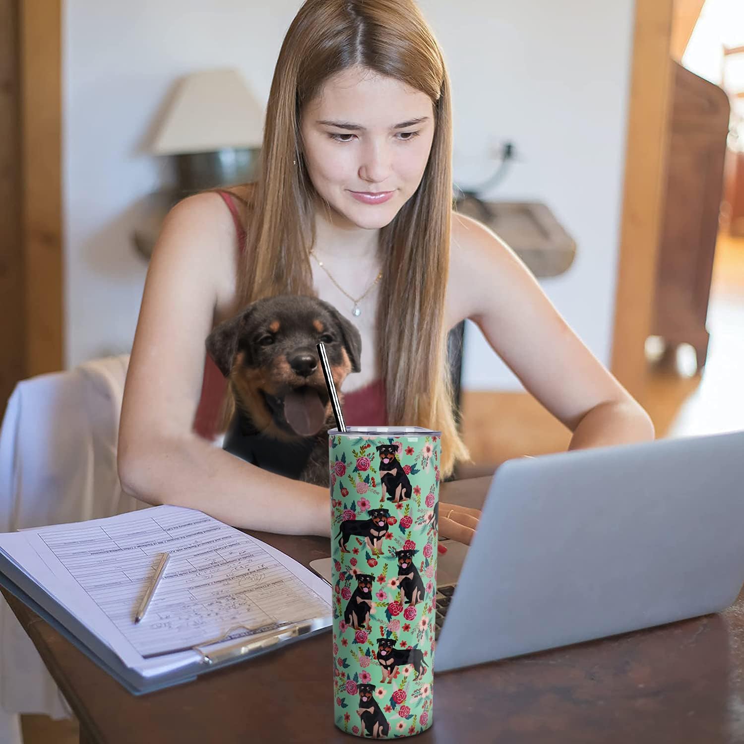 Rottweiler – Vaso térmico de acero inoxidable con aislamiento al vacío de doble pared, termo de viaje, para amantes de los perros, regalos para