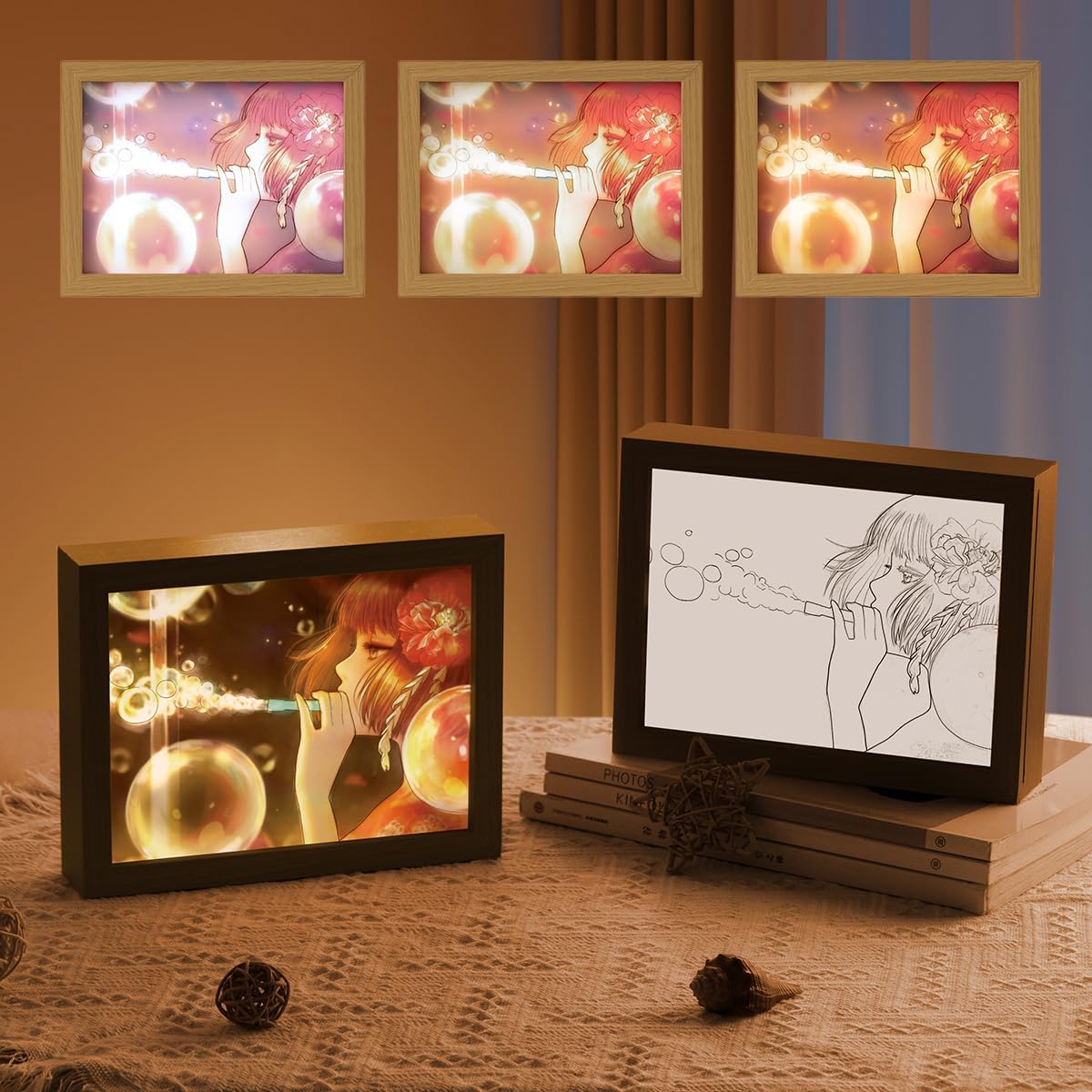 UGKLSINU – Pintura iluminada, arte de pared LED, alimentado por USB, 3 modos de iluminación, decoración moderna del hogar, pinturas para