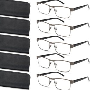 Reading Glasses for Men Blue Light Blocking, Metal Readers Anti Eye StrainMigraine Computer Eyeglasses 5 Pack Reading Glasses for Men Blue Light Blocking, Metal Readers Anti Eye StrainMigraine Computer Eyeglasses 5 Pack