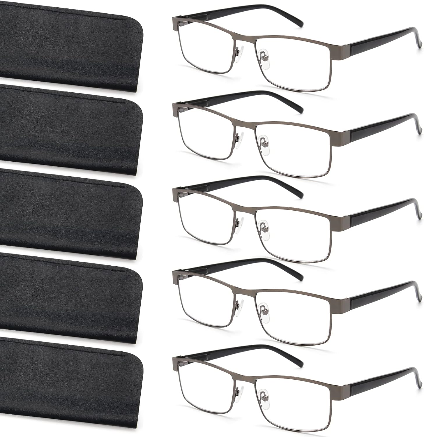 Reading Glasses for Men Blue Light Blocking, Metal Readers Anti Eye StrainMigraine Computer Eyeglasses 5 Pack