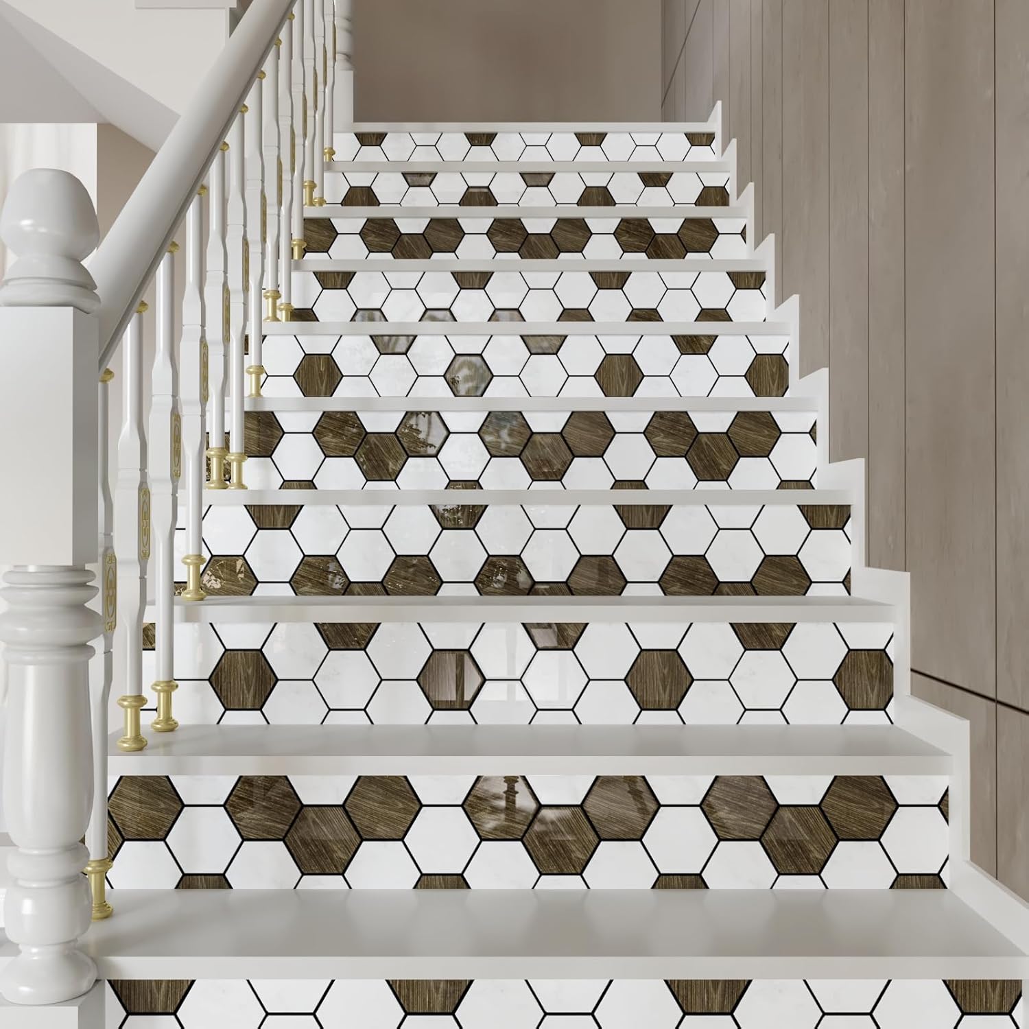 CRE8TIVE 4 hojas de azulejos hexagonales para despegar y pegar contra salpicaduras de 12 x 12 pulgadas para pegar en el muro para cocina,