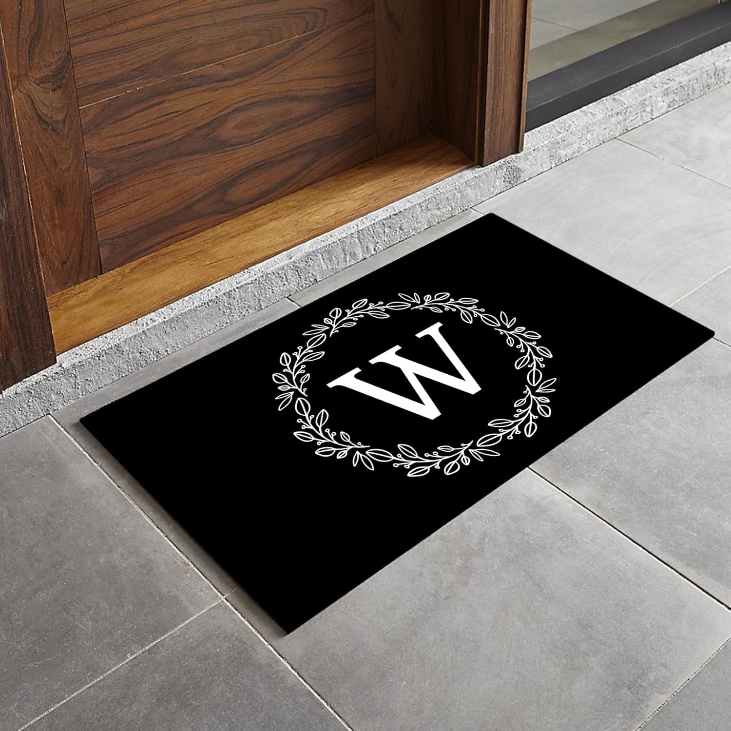 Tapete personalizado con apellido, monograma personalizado con inicial, tapete para puerta delantera, interior y exterior, tapete de bienvenida