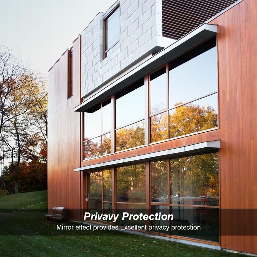 Kromapolis Película para ventana, espejo unidireccional para ventana, privacidad día y noche, película de vidrio decorativa reflectante con bloqueo