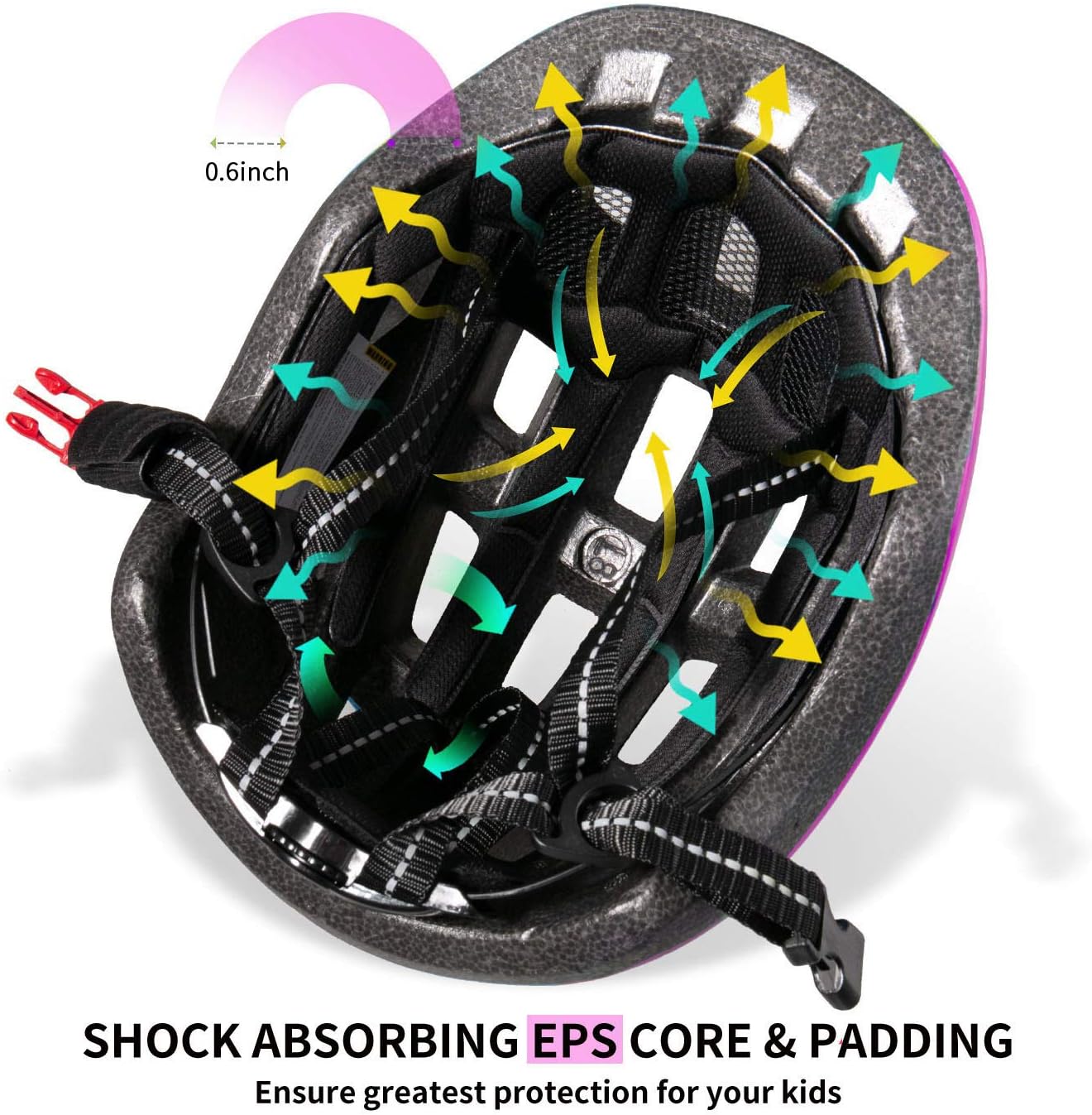 TurboSke Casco de bicicleta para niños, casco ajustable de tamaño monopatín