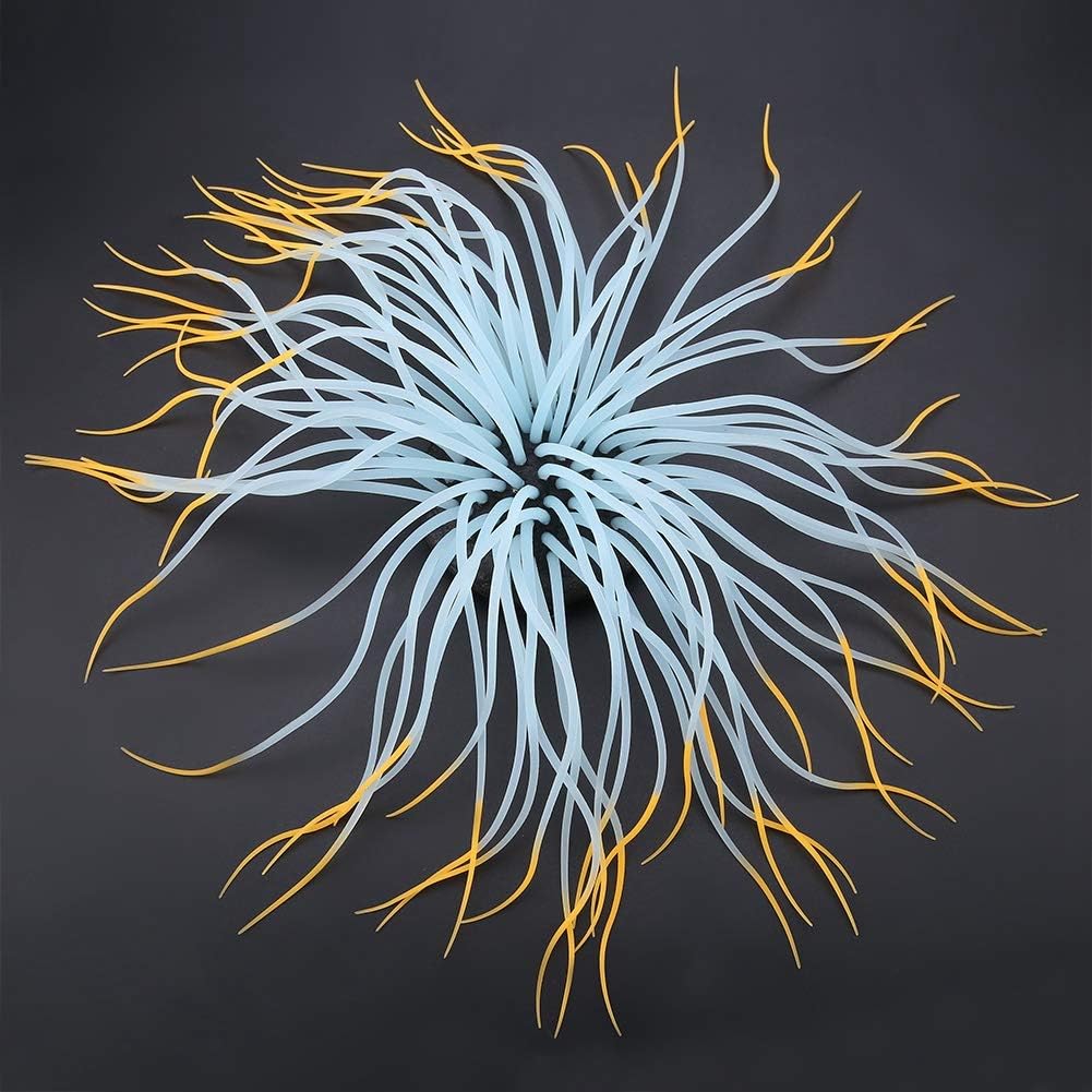AYNEFY Decoración artificial para acuario, simulación de silicona luminosa de anémona de mar, planta de coral artificial, anémona de mar de