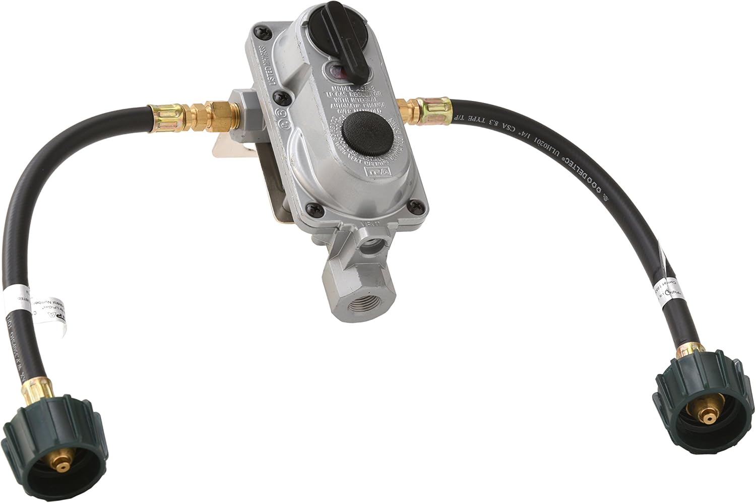 Flame King Tanque de propano de acero de 40 libras con válvula, regulador de gas propano blanco y con coletas de 12 pulgadas para RV, furgoneta,
