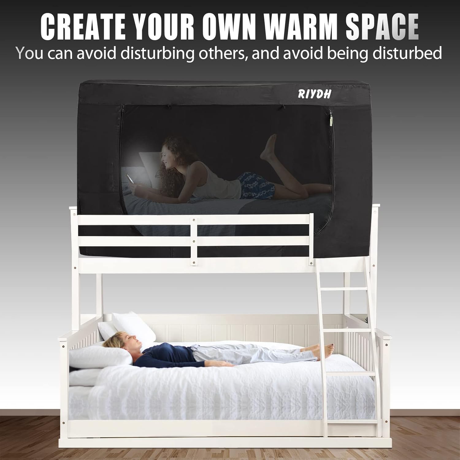 RIYDH Tienda de campaña con dosel de cama individual para adultos, tienda de campaña portátil de ensueño para interiores, 70% de opacidad con 3
