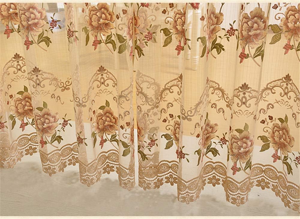 Cortina de gasa con diseño de flores en bordado europeo con ranura para cortinero Cortina romántica para ventana, para dormitorio o villa Permite el