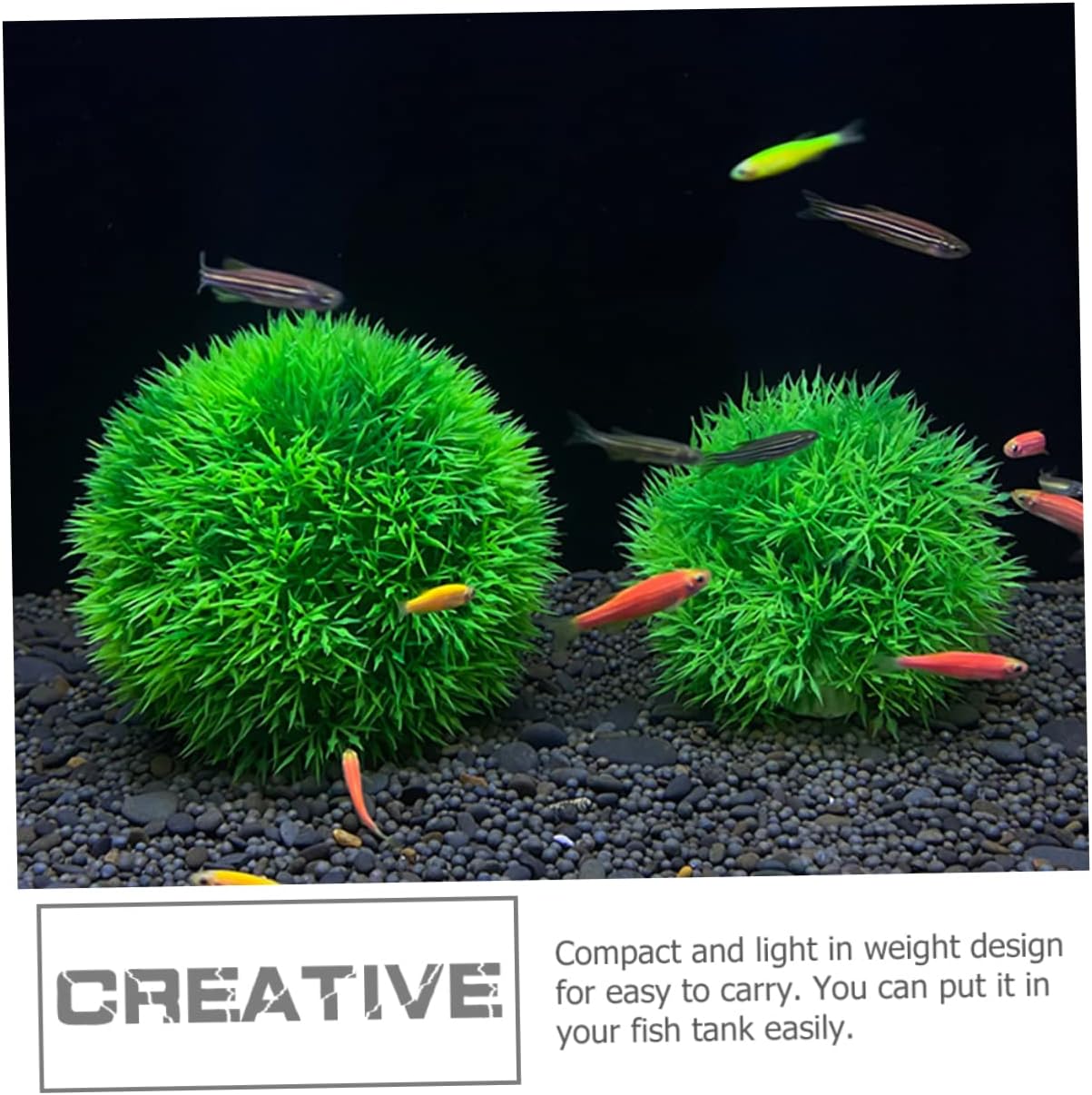 Peces de plantas acuáticas s 6 piezas de bola de hierba artificial verde plástico acuario decorar decoración del hogar planta sintética acuario bola
