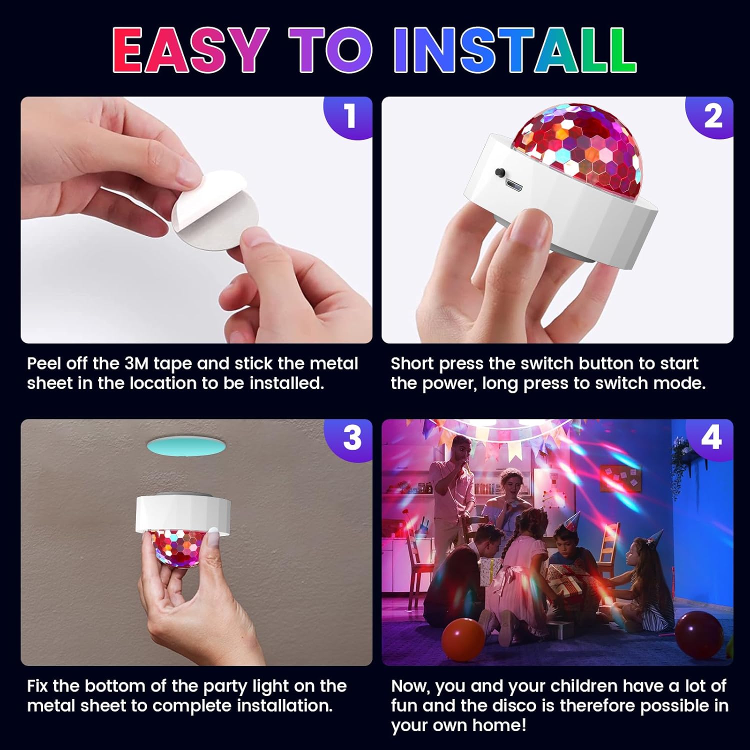 Luces de discoteca para fiestas, 2 piezas de mini bola de discoteca multicolor, luces de discoteca portátiles activadas por sonido, luces LED de