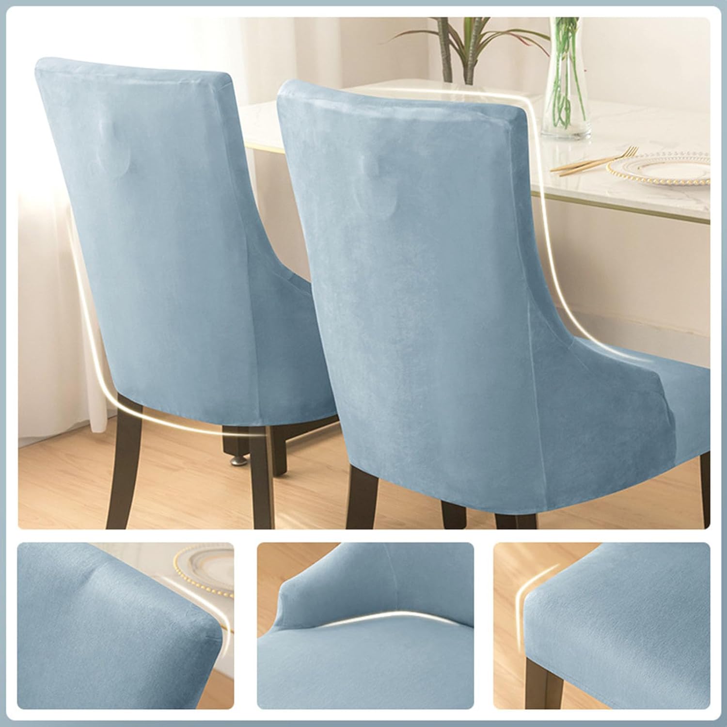 NA – Funda elástica de terciopelo para silla con respaldo de ala, sin brazos, reutilizable, funda para silla lateral con respaldo de ala, fundas de
