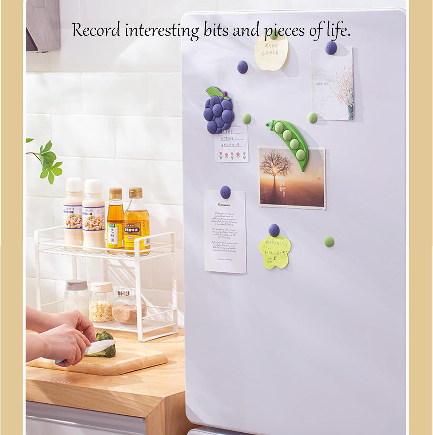 2 juegos de imanes de resina 3D para refrigerador, frutas, verduras, lindas formas, calcomanías magnéticas suaves para el refrigerador, oficina,