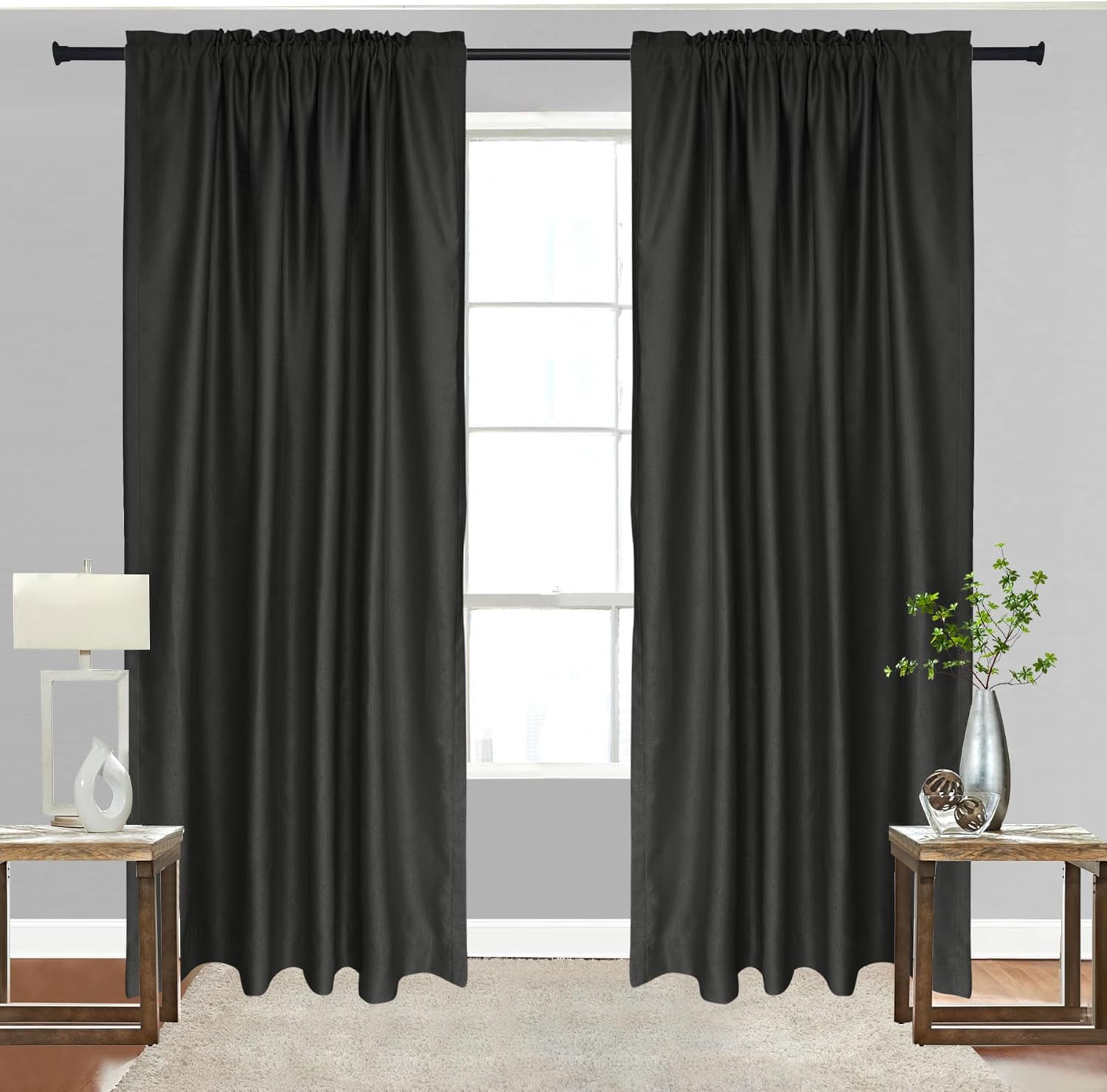 Tisjoran Cortina opaca para ventana, ignífuga, con bolsillo para barra, cortina para cocina, oficina, hotel, escuela, cine y hospital, divisor de