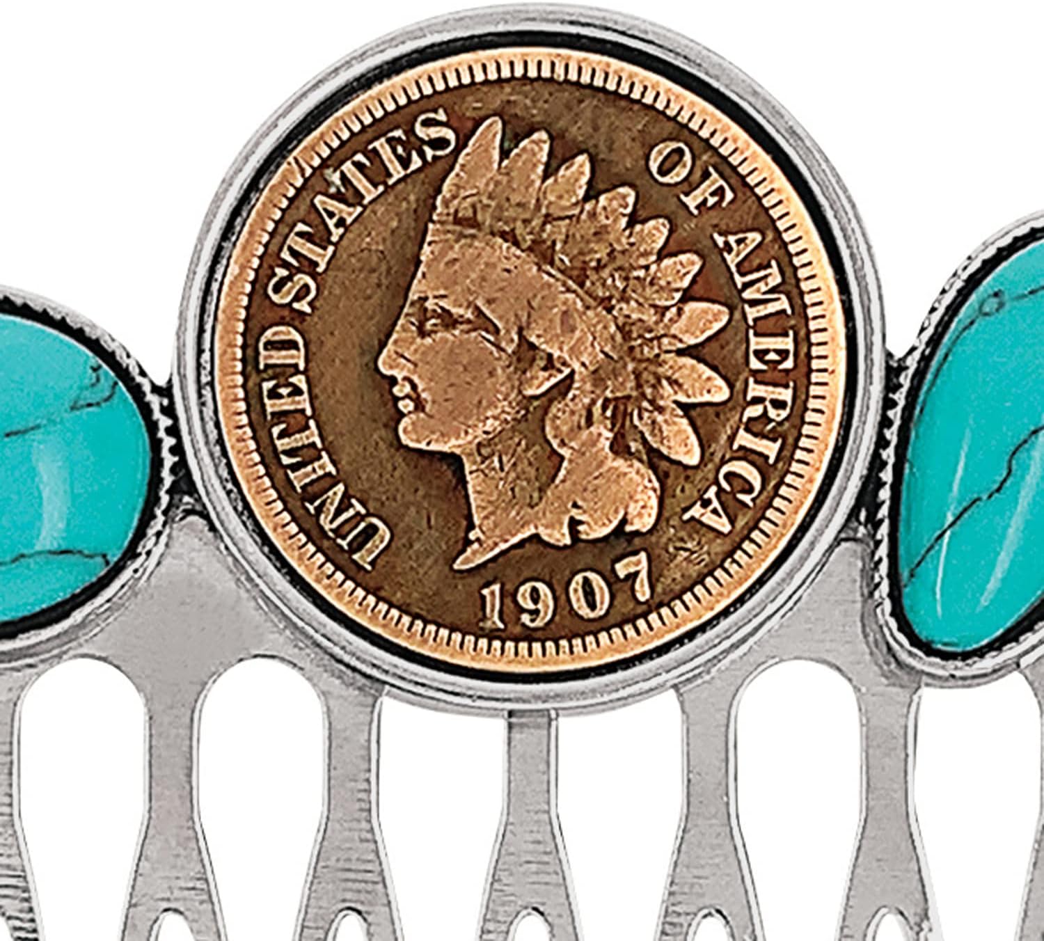 Indian Head Penny Coin Peine para el pelo  Moneda original de Estados Unidos de un centavo  Accesorio de peinado  Certificado de autenticidad,