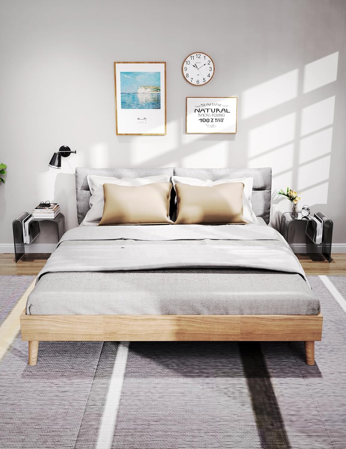 solaround Mesa auxiliar de acrílico, mesa auxiliar pequeña para sala de estar, mesita de noche para dormitorio, mesita de noche Lucite (2, negro,