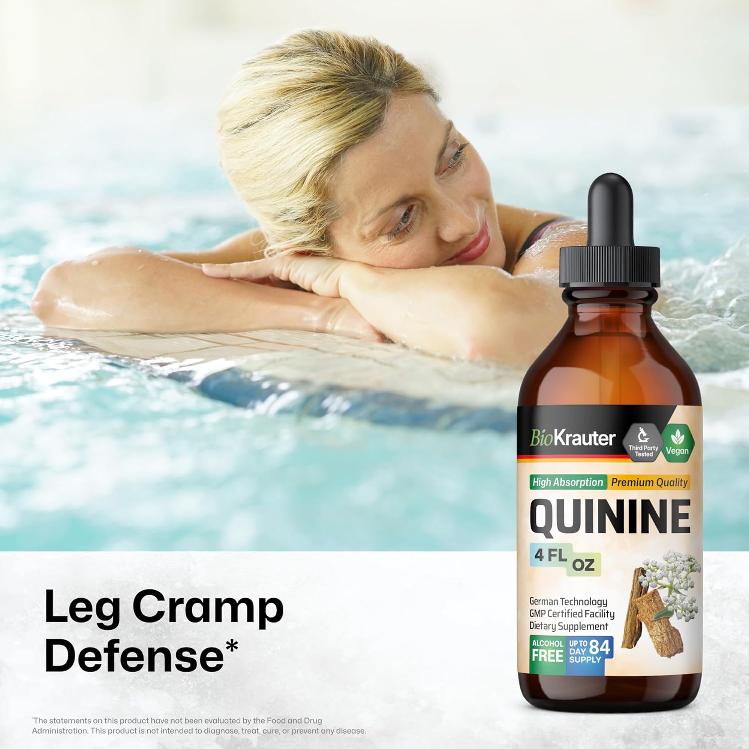 MAUWE HERBS Extracto líquido para aliviar los calambres en las piernas de quinina, gotas de corteza de Cinchona Officinalis, tintura de quinina